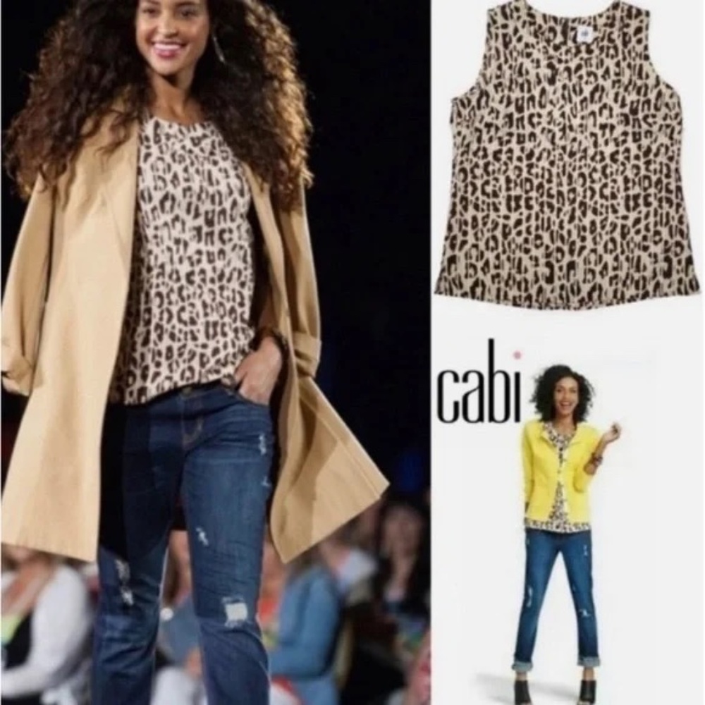 CAbi Ginger Leopard Print Sleeveless Blouse 👚 Tank